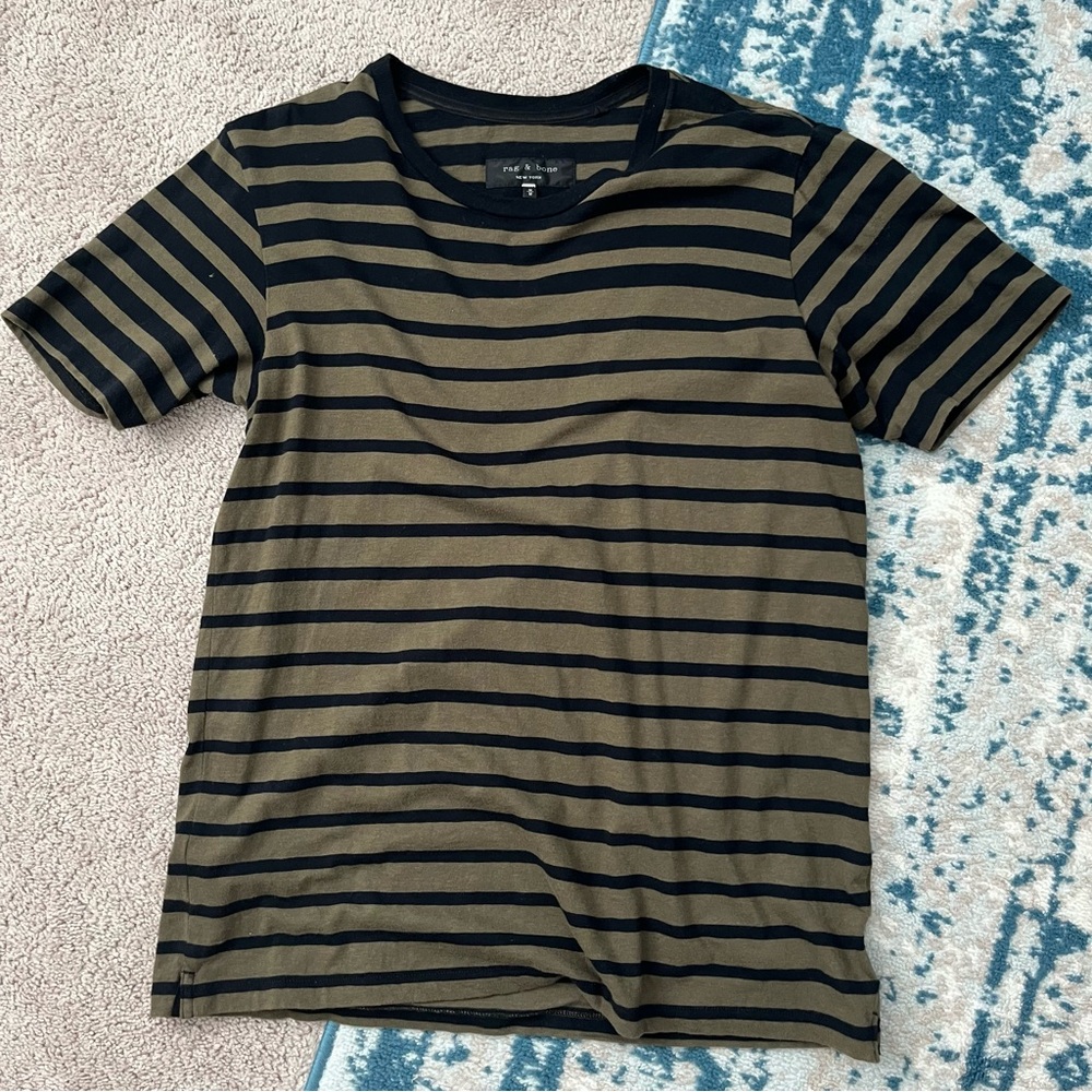 Rag & Bone Men's Stripe Cotton Crew-Neck Short Sleeve T-Shirt Tee Medium